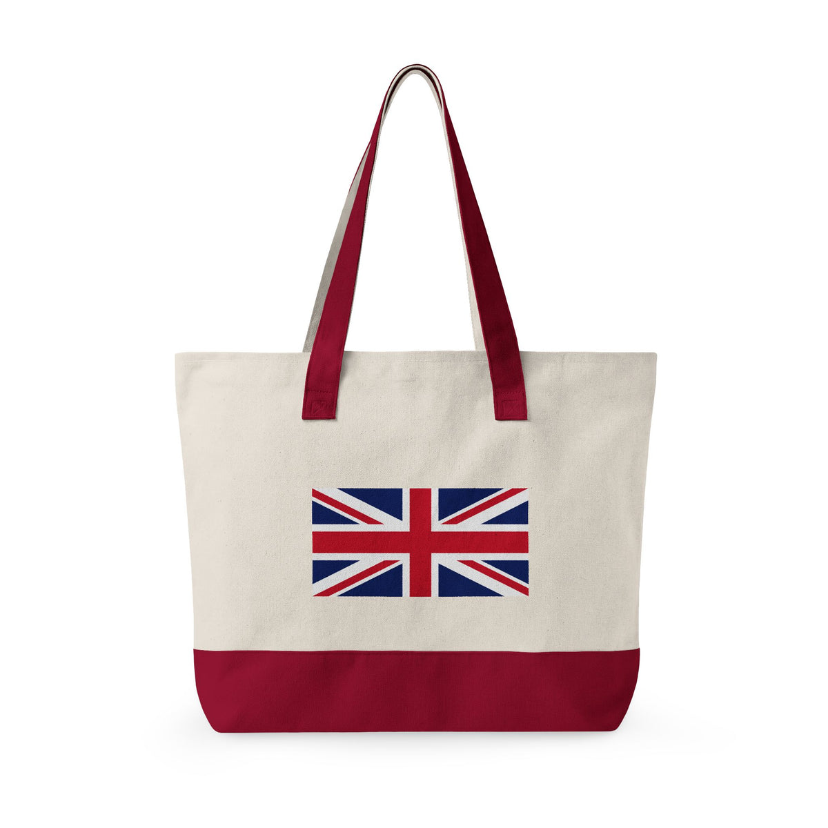 Personalized Your Name in British Flag Letters Canvas Tote Bag, Custom Union Jack Zippered Tote, UK Heritage Gift