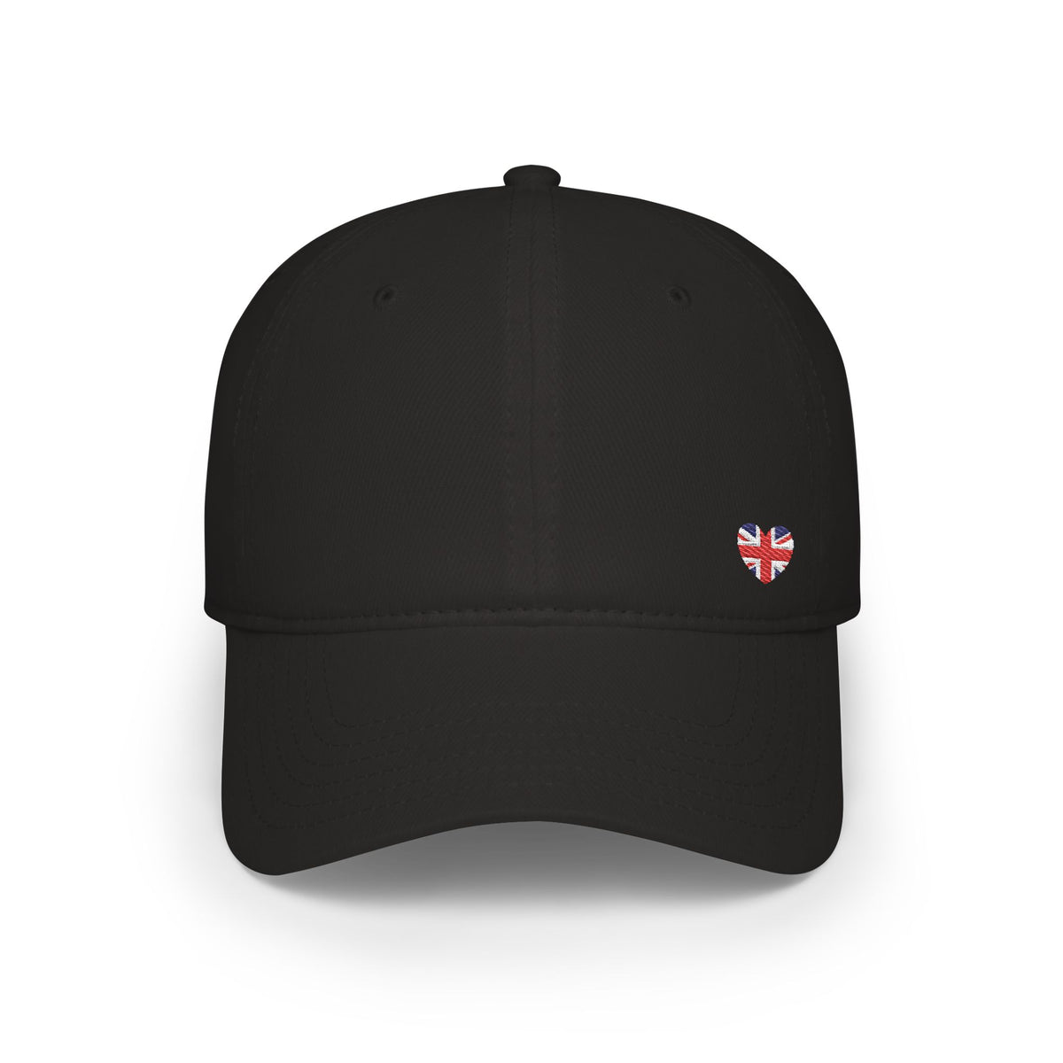 Red Low Profile Baseball Cap with Mini British Flag Detail