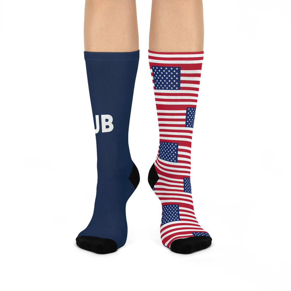 Personalized USA Flag Socks, Custom Initials American Heritage Crew Socks, Cushioned Patriotic Gift