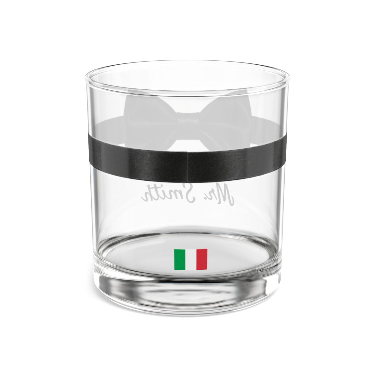 Personalized Destination Wedding Rocks Glass, Custom Black Bow Tie Mr Groom Cocktail Glass, 10oz Whiskey Tumbler, Flag, Husband Wedding Gift