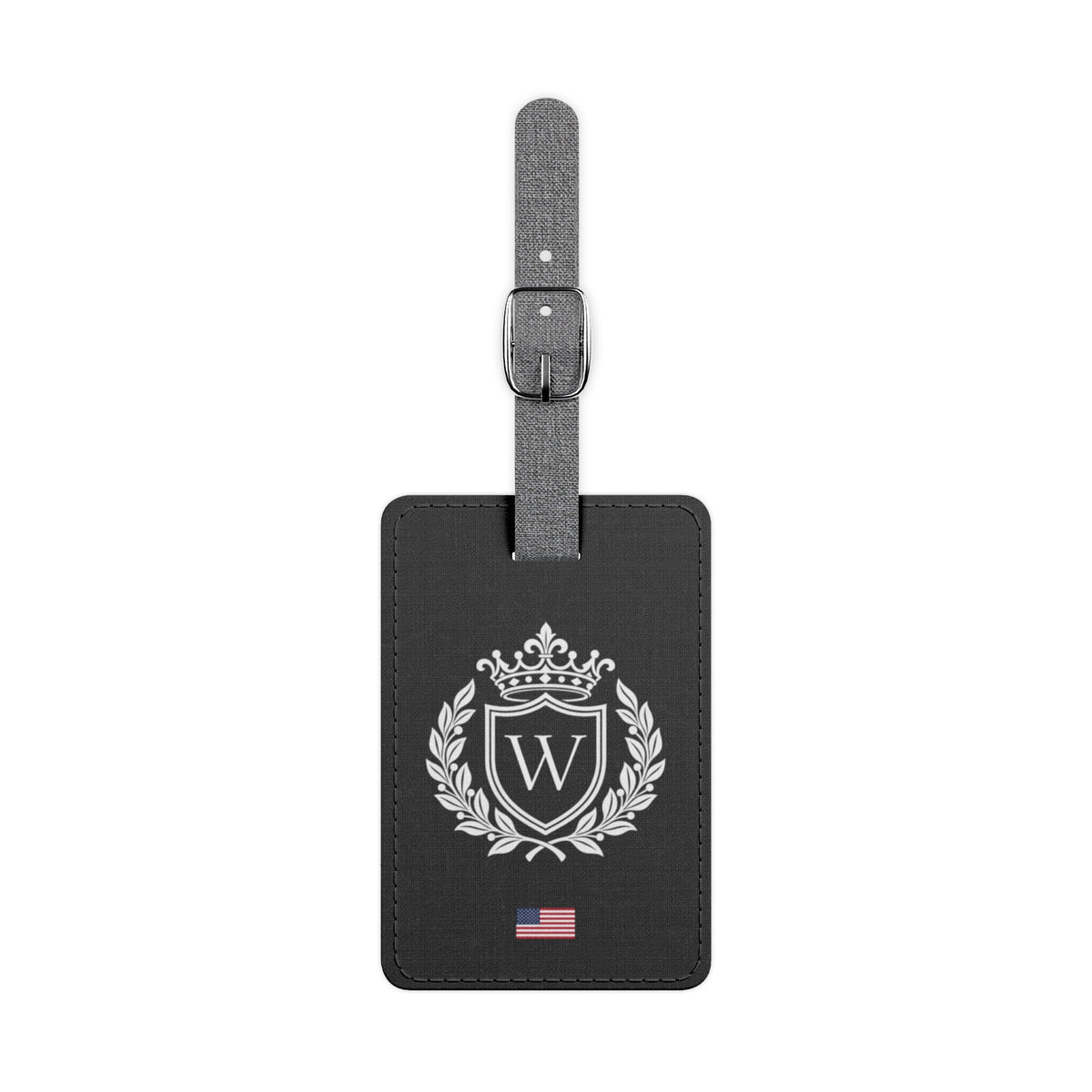 Personalized American Flag Luggage Tag - Heraldic Crest & Initial | USA Heritage Travel Accessory