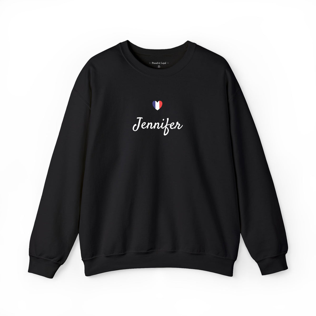 Embroidered Personalized Name & Country Flag Heart Sweatshirt, Custom USA Canada Australia UK Italy France Ireland Germany Jamaica Nigeria
