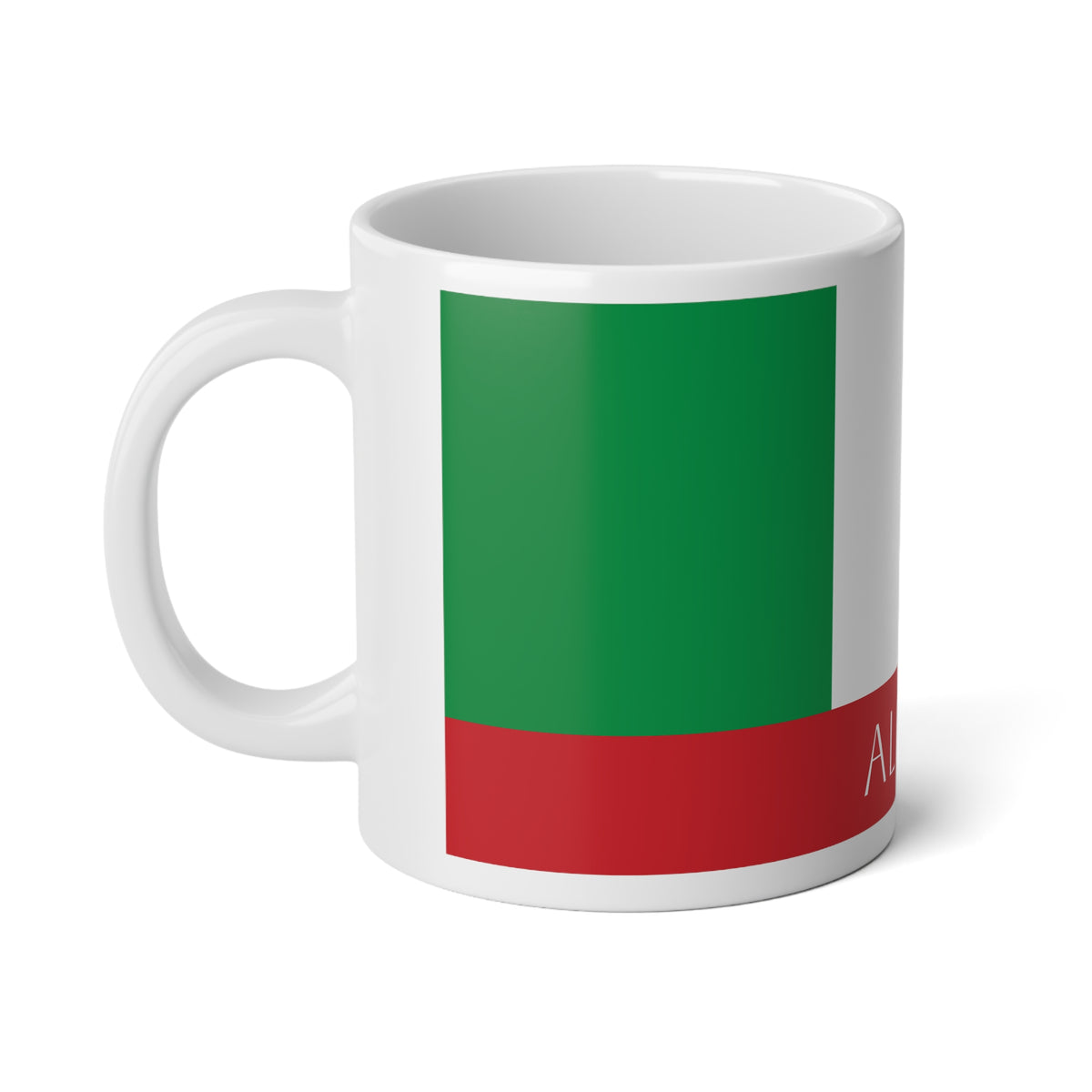 Italian Flag Name Mug 20oz | Personalized Red Green Stripe Mug