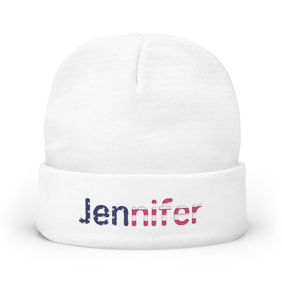 Personalized Your Name in American Flag Letters Beanie, Custom Name Embroidered Winter Hat, USA Heritage Knit Cap, Patriotic Gift