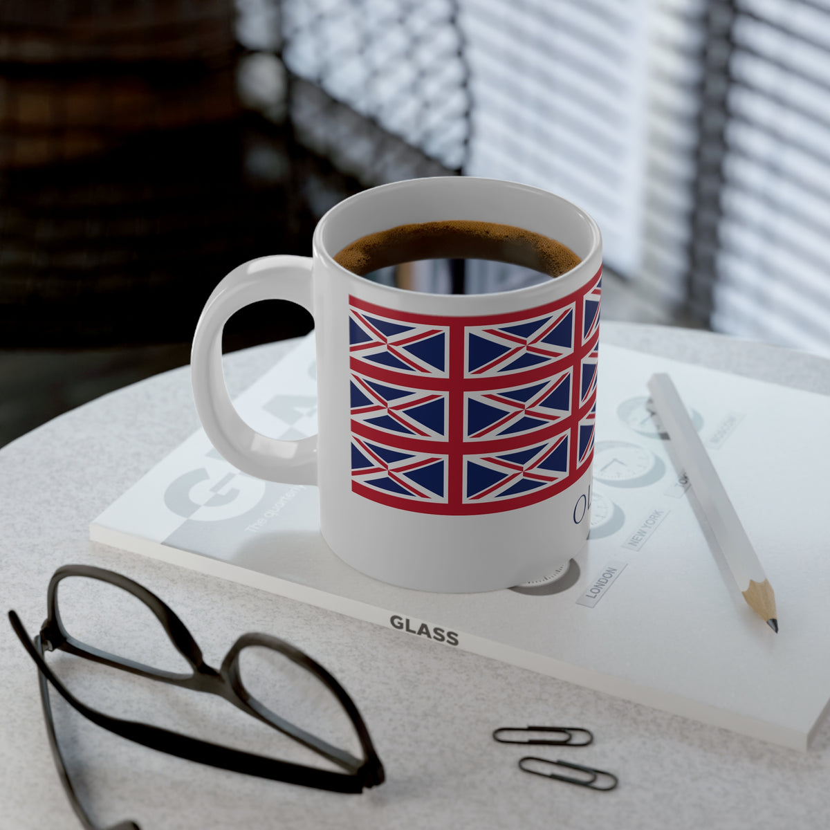 Personalized UK Flag Mug, Custom British Heritage Coffee Cup, 20oz Ceramic Mug, Union Jack Flag Pattern, United Kingdom Gift