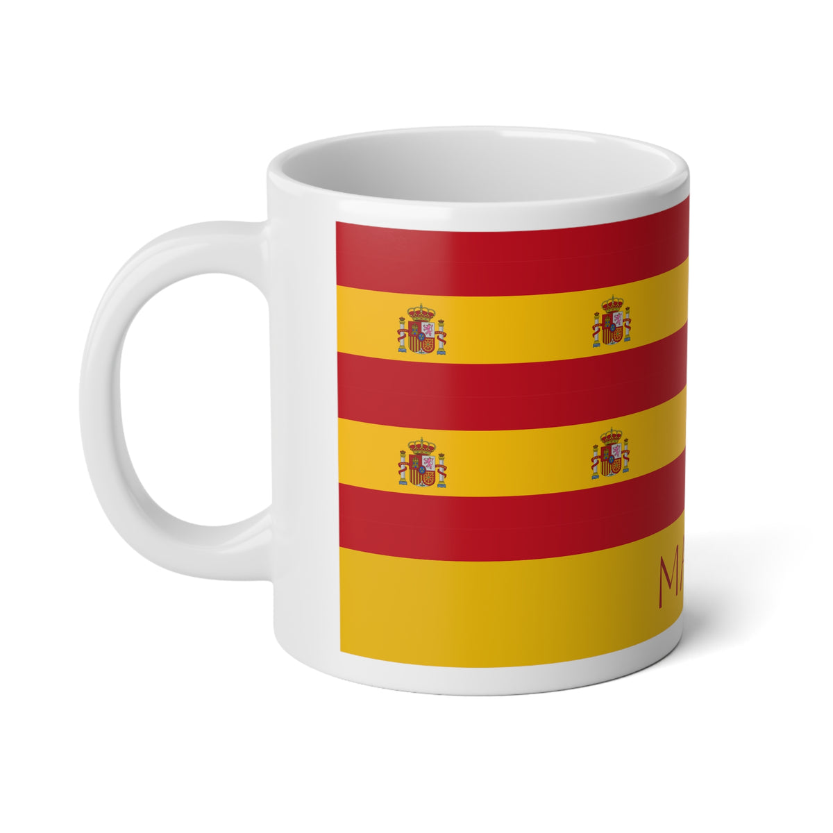 Personalized Spain Flag Mug, Custom Spanish Heritage Coffee Cup, 20oz Ceramic Mug, Red Yellow Flag Pattern, Spain Gift