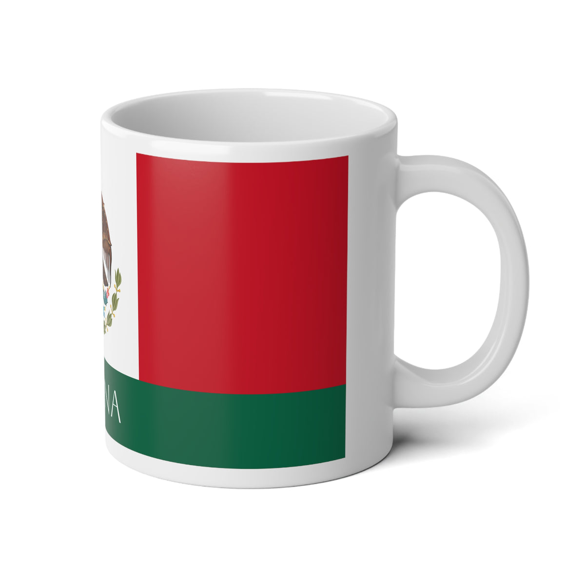 Personalized Mexico Flag Mug, Custom Mexican Heritage Coffee Cup, 20oz Ceramic Mug, Red White Green Flag Pattern, Mexico Gift