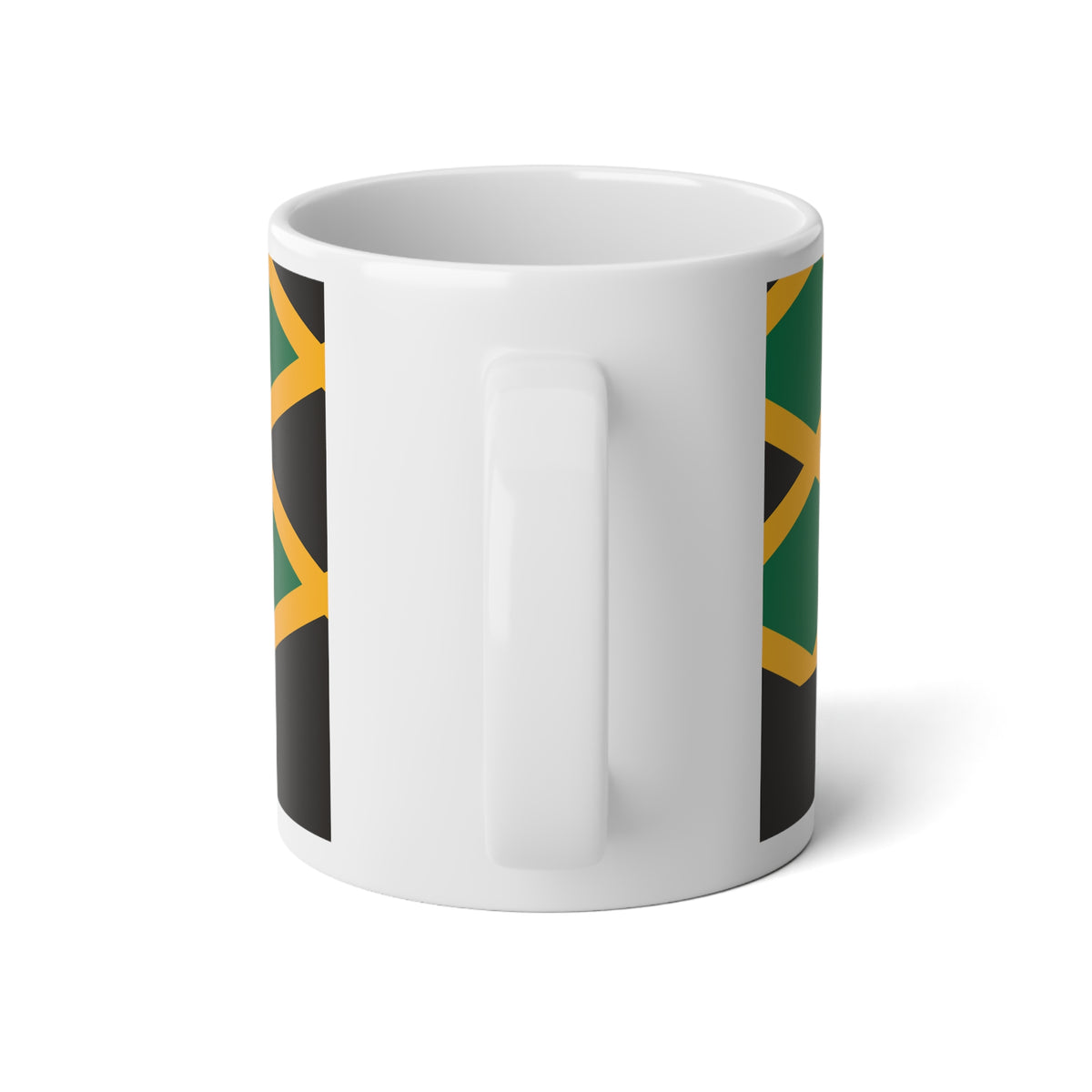 Personalized Jamaica Flag Mug, Custom Jamaican Heritage Coffee Cup, 20oz Ceramic Mug, Black Green Gold Flag Pattern, Jamaica Gift