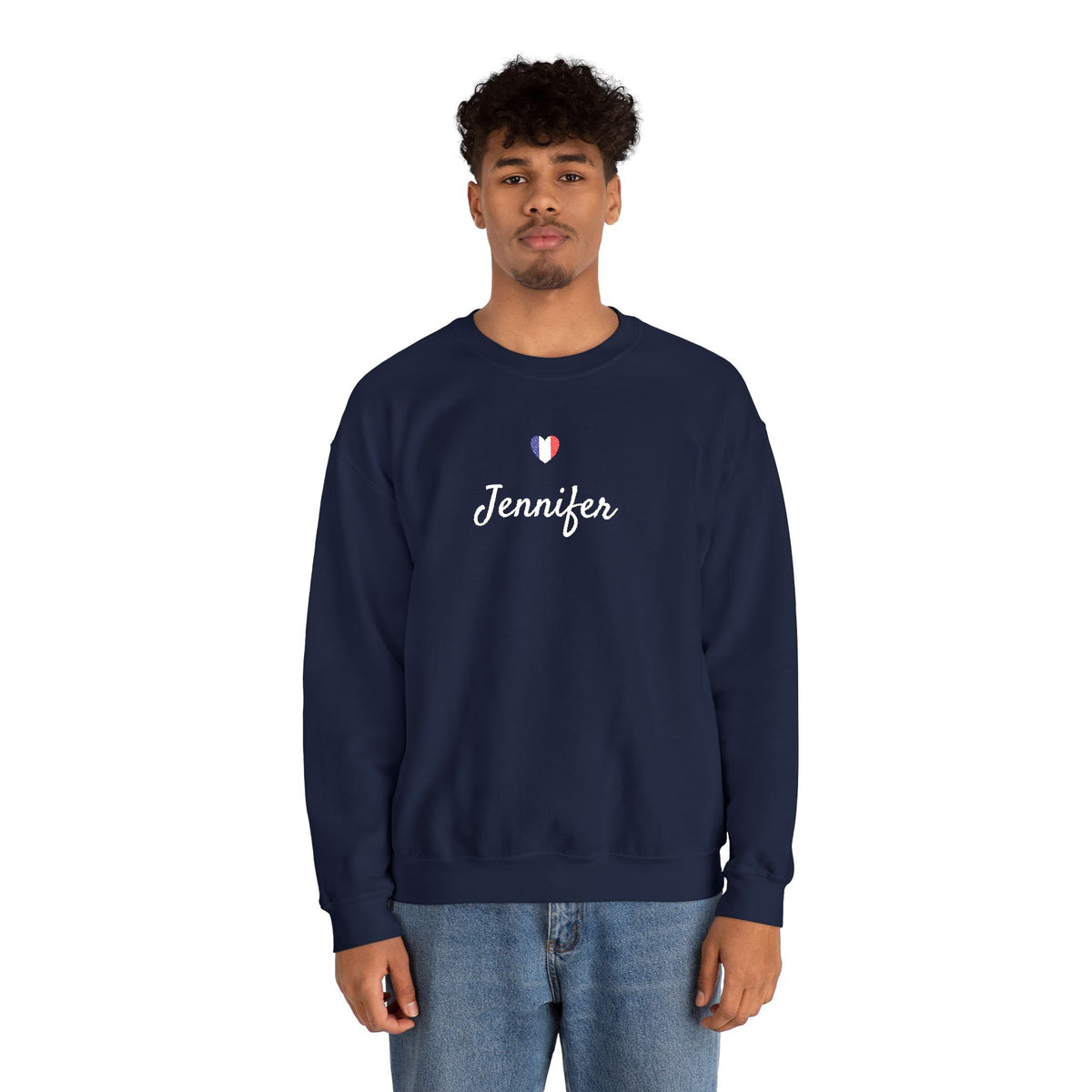 Embroidered Personalized Name & Country Flag Heart Sweatshirt, Custom USA Canada Australia UK Italy France Ireland Germany Jamaica Nigeria