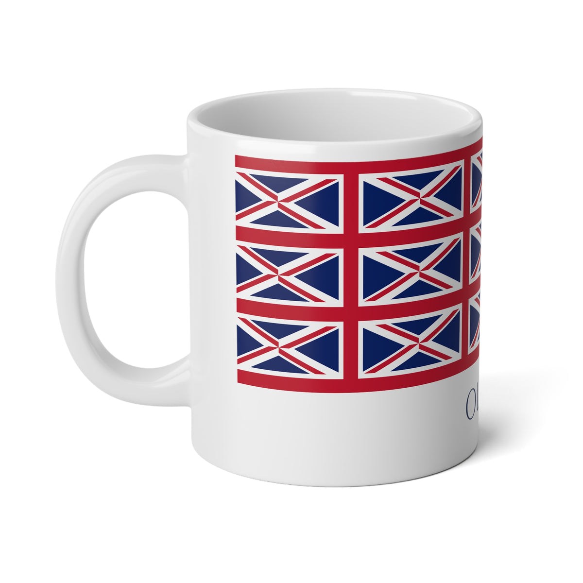 Personalized UK Flag Mug, Custom British Heritage Coffee Cup, 20oz Ceramic Mug, Union Jack Flag Pattern, United Kingdom Gift