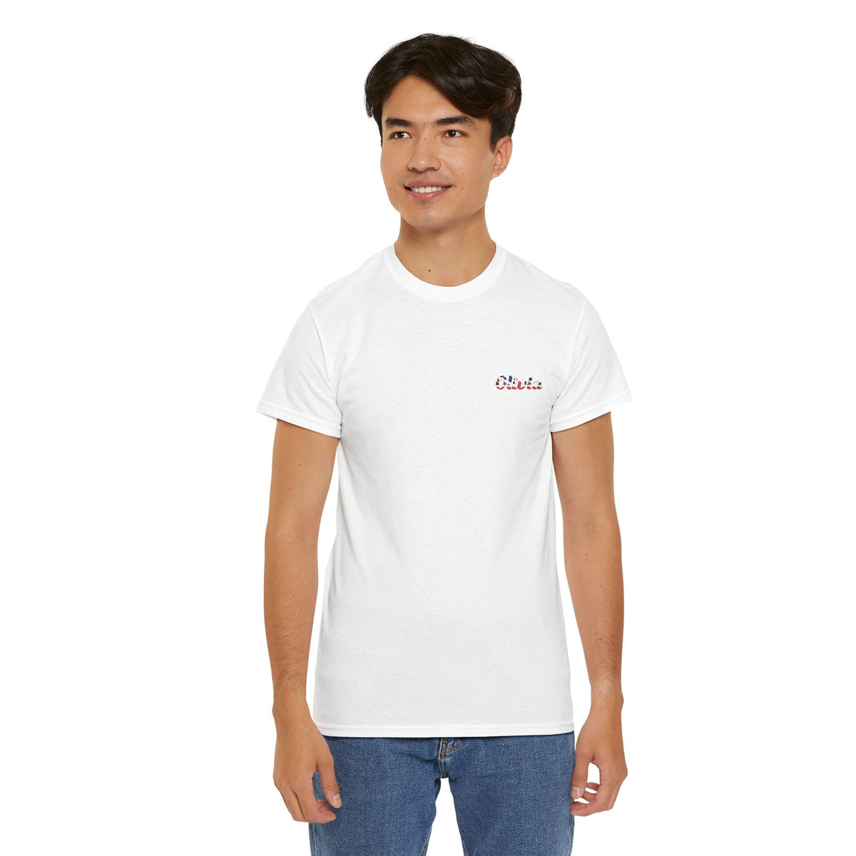 Personalized Your Name in UK Flag Letters Embroidered T-Shirt, Custom Name British Heritage Tee, 100% Cotton White Shirt, Union Jack Gift