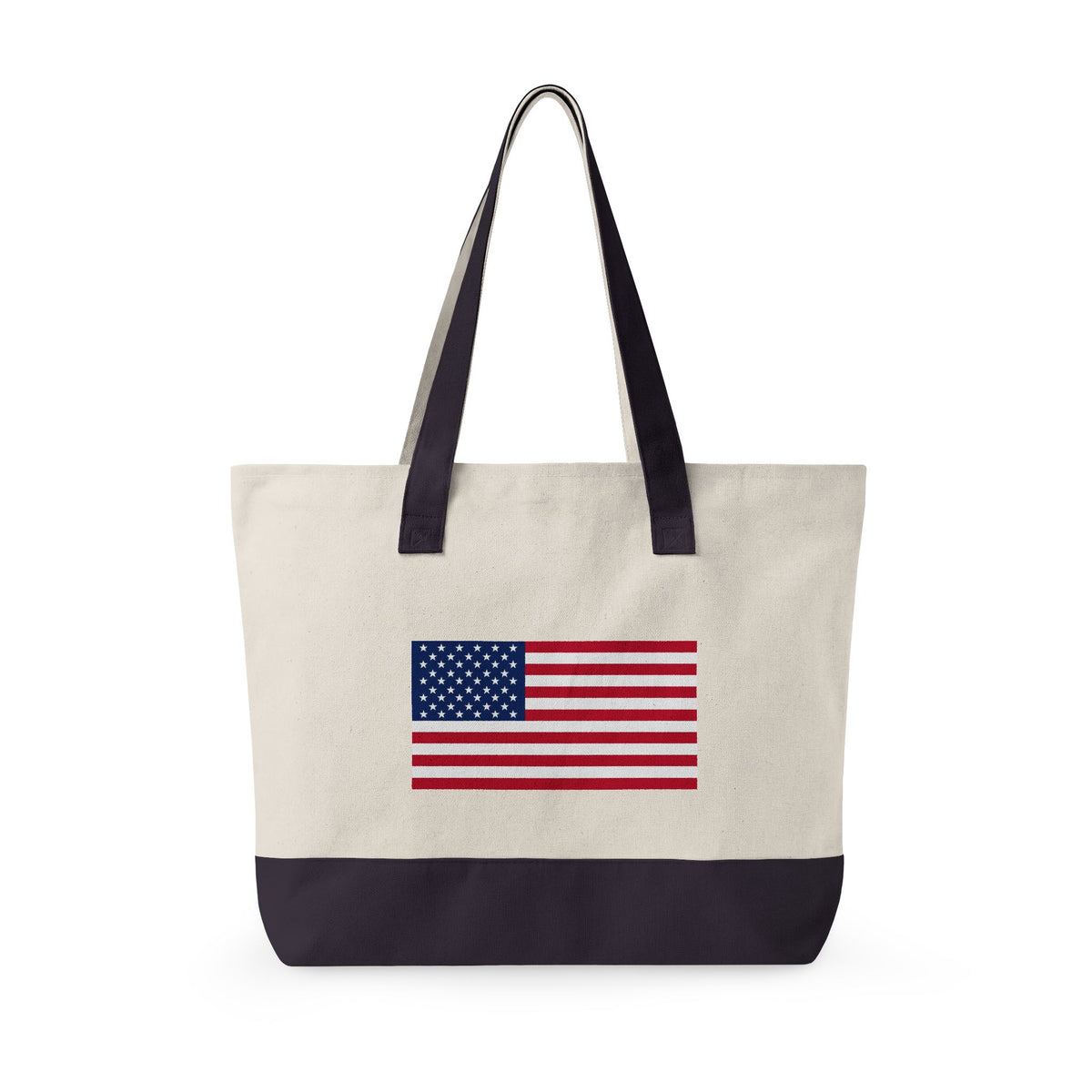 Personalized Your Name in American Flag Letters Canvas Tote Bag, Custom Name USA Flag, Zippered Cotton Bag, Patriotic American Heritage