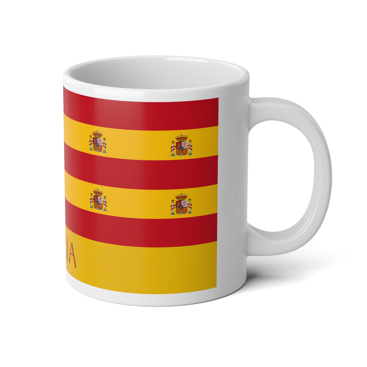 Personalized Spain Flag Mug, Custom Spanish Heritage Coffee Cup, 20oz Ceramic Mug, Red Yellow Flag Pattern, Spain Gift