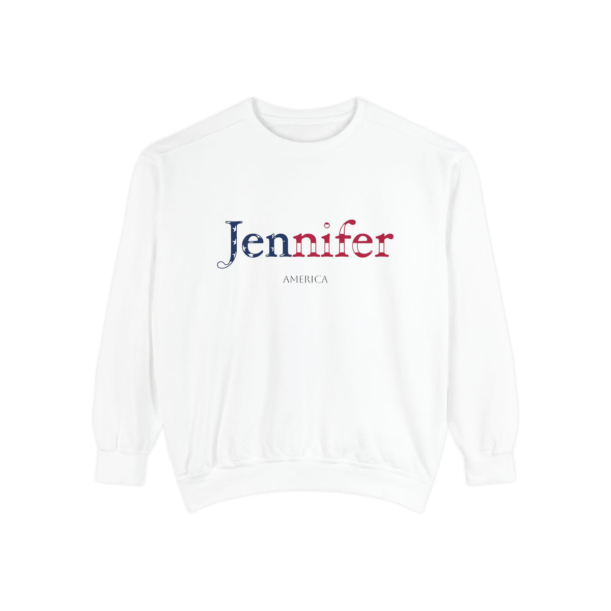 Personalized USA Flag Name Sweatshirt, Custom American Heritage Crewneck, Garment Dyed Cotton Sweatshirt, Patriotic Gift