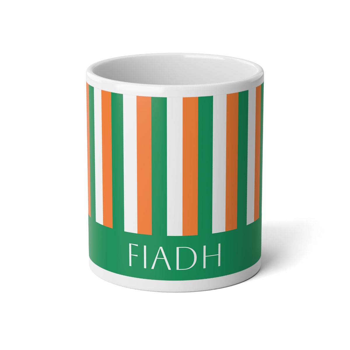 Personalized Ireland Flag Mug, Custom Irish Heritage Coffee Cup, 20oz Ceramic Mug, Green White Orange Flag Pattern, Ireland Gift