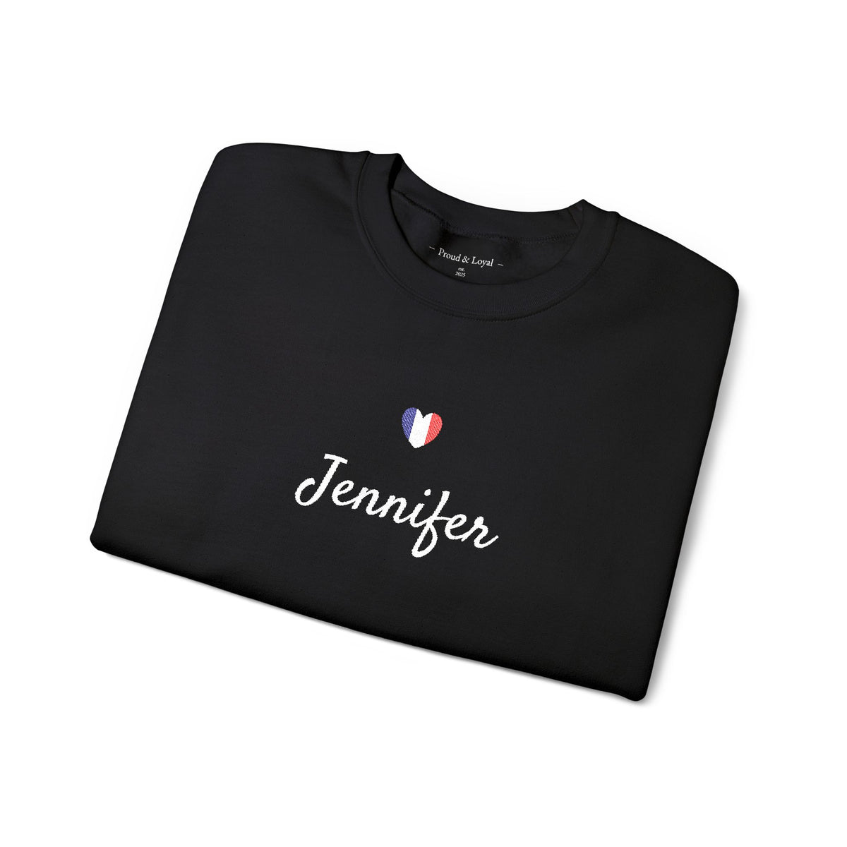 Embroidered Personalized Name & Country Flag Heart Sweatshirt, Custom USA Canada Australia UK Italy France Ireland Germany Jamaica Nigeria