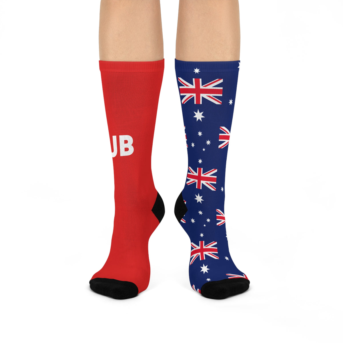 Personalized Australia Flag Socks, Custom Initials Australian Heritage Crew Socks, Cushioned Aussie Gift