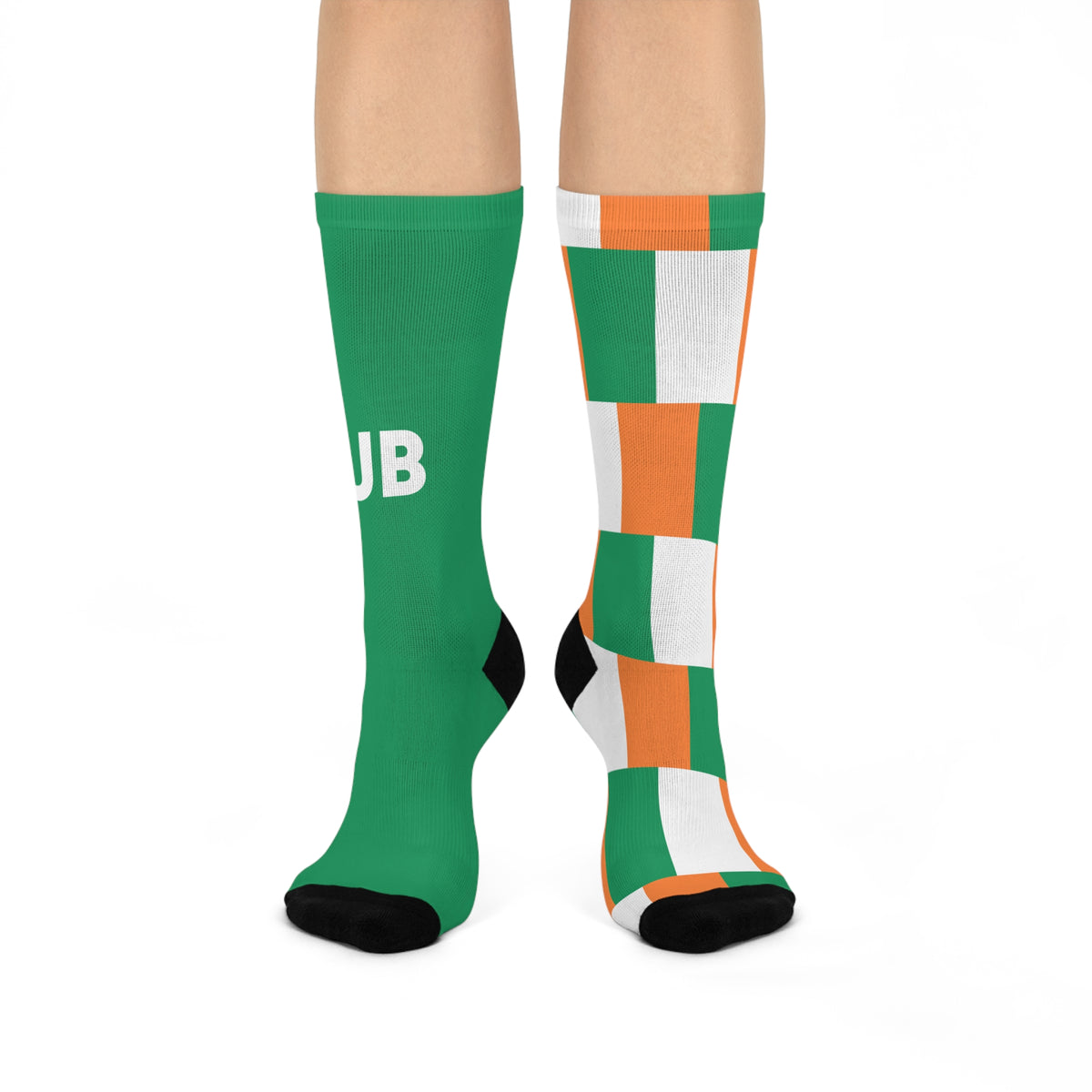 Personalized Ireland Flag Socks, Custom Initials Irish Heritage Crew Socks, Cushioned Irish Gift