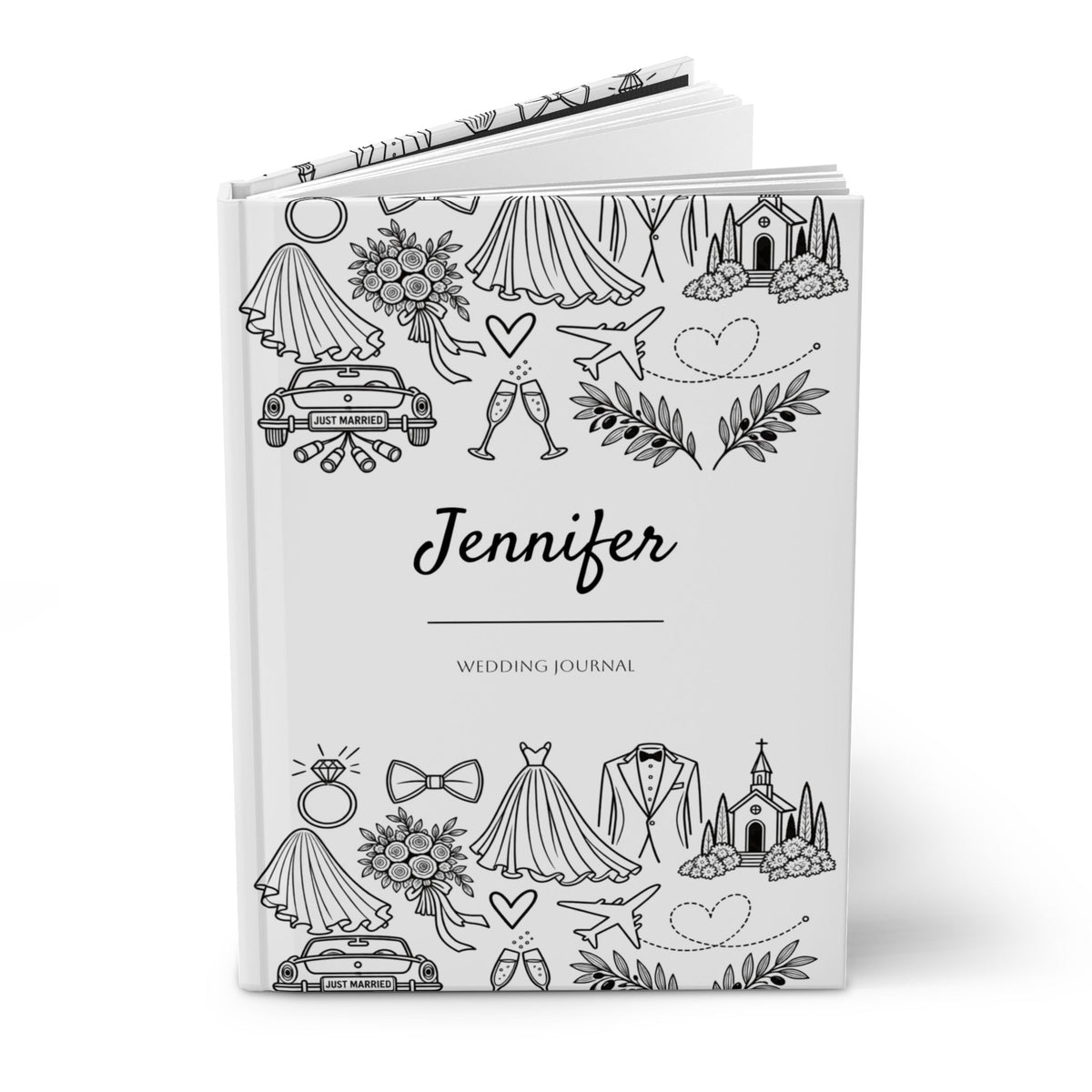 Personalized Wedding Journal, Custom Name Bridal Planning Notebook, Bride to Be, Engagement Keepsake, Bridal Shower Gift, Hardcover Journal