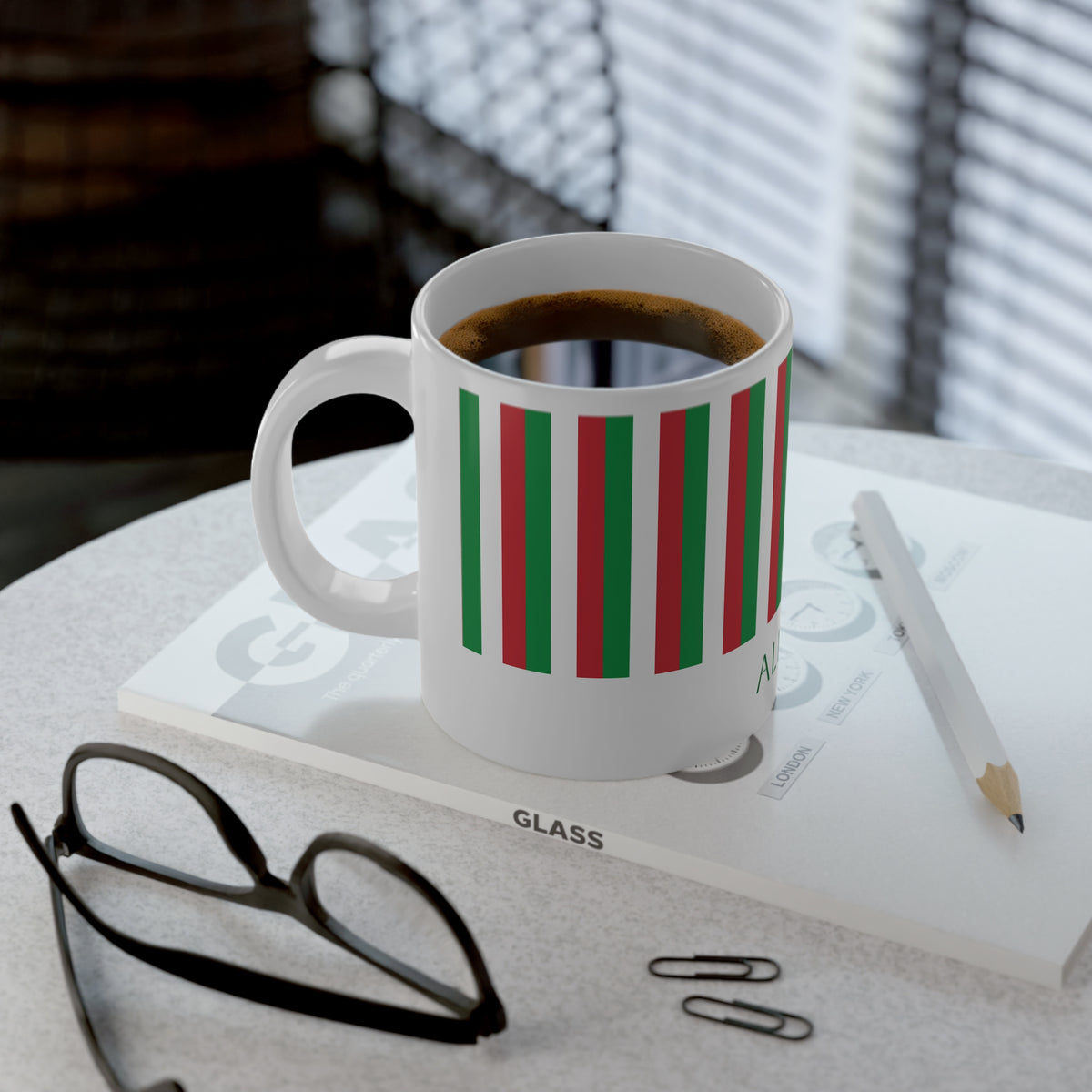 Personalized Italy Flag Mug, Custom Italian Heritage Coffee Cup, 20oz Ceramic Mug, Green White Red Flag Pattern, Italy Gift
