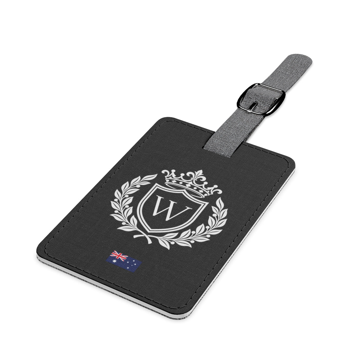 Personalized Australian Flag Luggage Tag - Heraldic Crest & Initial | Australia Heritage Travel Accessory