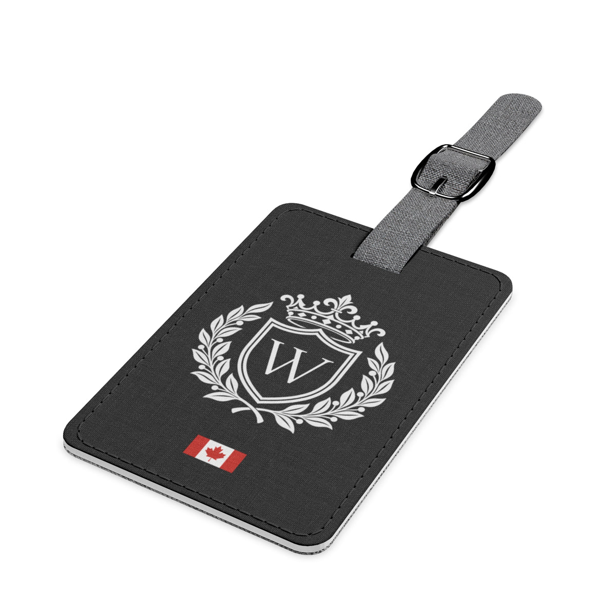 Personalized Canadian Flag Luggage Tag - Heraldic Crest & Initial | Canada Heritage Travel Accessory