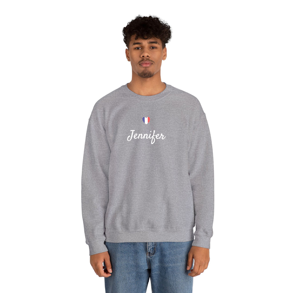 Embroidered Personalized Name & Country Flag Heart Sweatshirt, Custom USA Canada Australia UK Italy France Ireland Germany Jamaica Nigeria