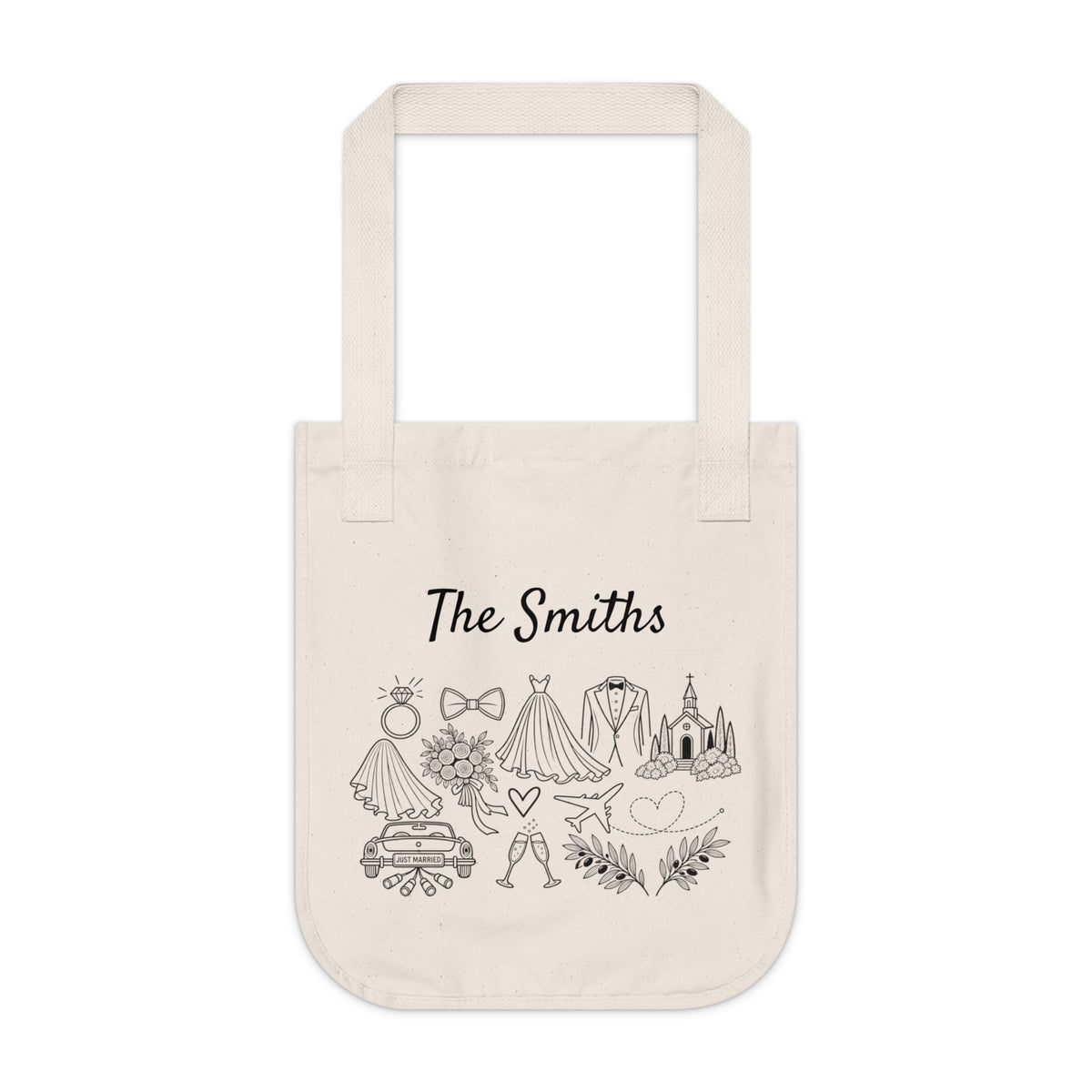 Personalized Destination Wedding Tote Bag, Custom Organic Cotton Wedding Bag, Bride & Groom Travel Tote, Honeymoon Gift, Wedding Welcome Bag