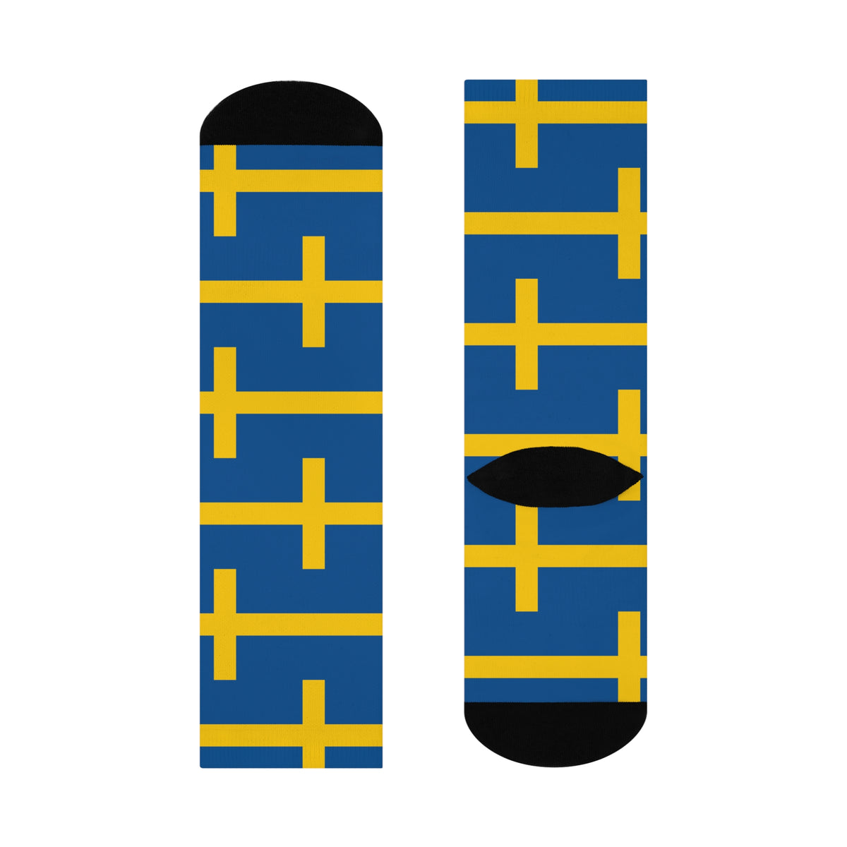 Personalized Sweden Flag Socks, Custom Initials Swedish Heritage Crew Socks, Cushioned Nordic Gift