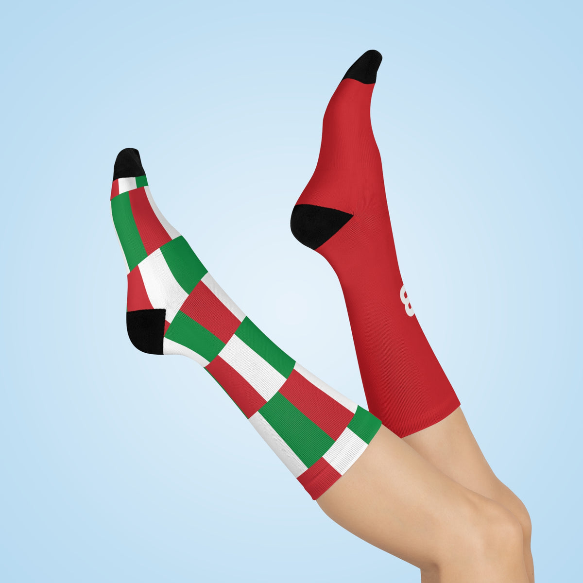 Personalized Italy Flag Socks, Custom Initials Italian Heritage Crew Socks, Cushioned Italian Gift