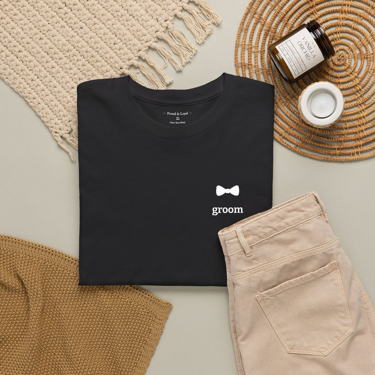 Personalized Embroidered Destination Wedding Groom T-Shirt