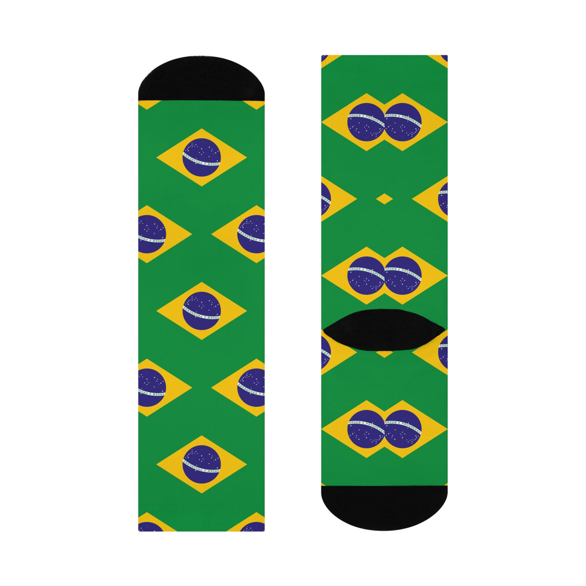 Personalized Brazil Flag Socks, Custom Initials Brazilian Heritage Crew Socks, Cushioned Brazilian Gift
