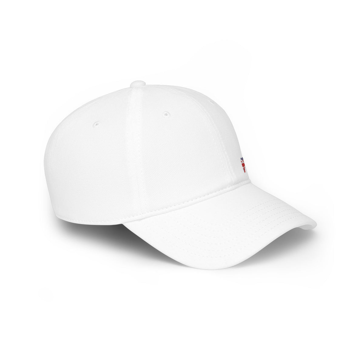 Red Low Profile Baseball Cap with Mini British Flag Detail