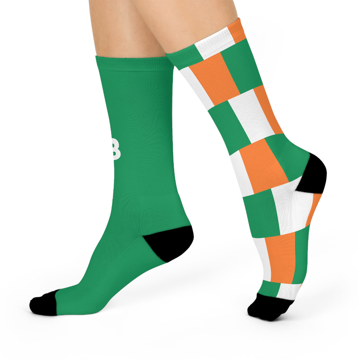 Personalized Ireland Flag Socks, Custom Initials Irish Heritage Crew Socks, Cushioned Irish Gift
