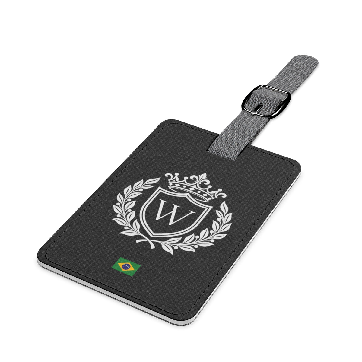 Personalized Brazilian Flag Luggage Tag - Heraldic Crest & Initial | Brazil Heritage Travel Accessory