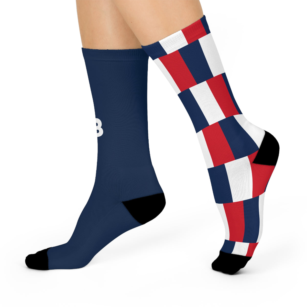 Personalized France Flag Socks, Custom Initials French Heritage Crew Socks, Cushioned French Gift