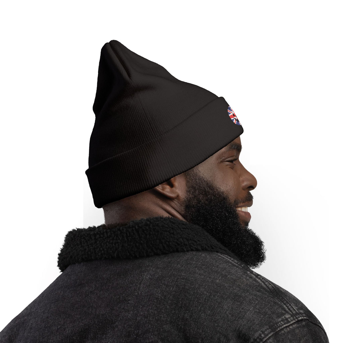 Limited Edition British UK Flag Pumpkin Embroidered Halloween Beanie, Cotton Blend Knit Hat, Union Jack Halloween Gift
