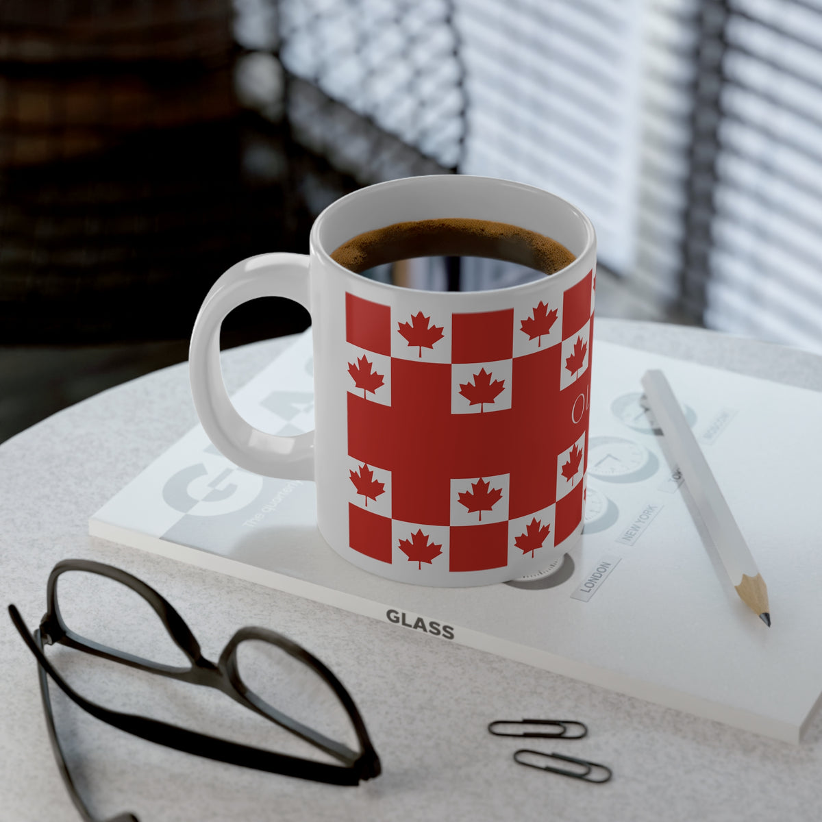 Personalized Canada Flag Mug, Custom Canadian Heritage Coffee Cup, 20oz Ceramic Mug, Red White Maple Leaf Pattern, Canada Gift