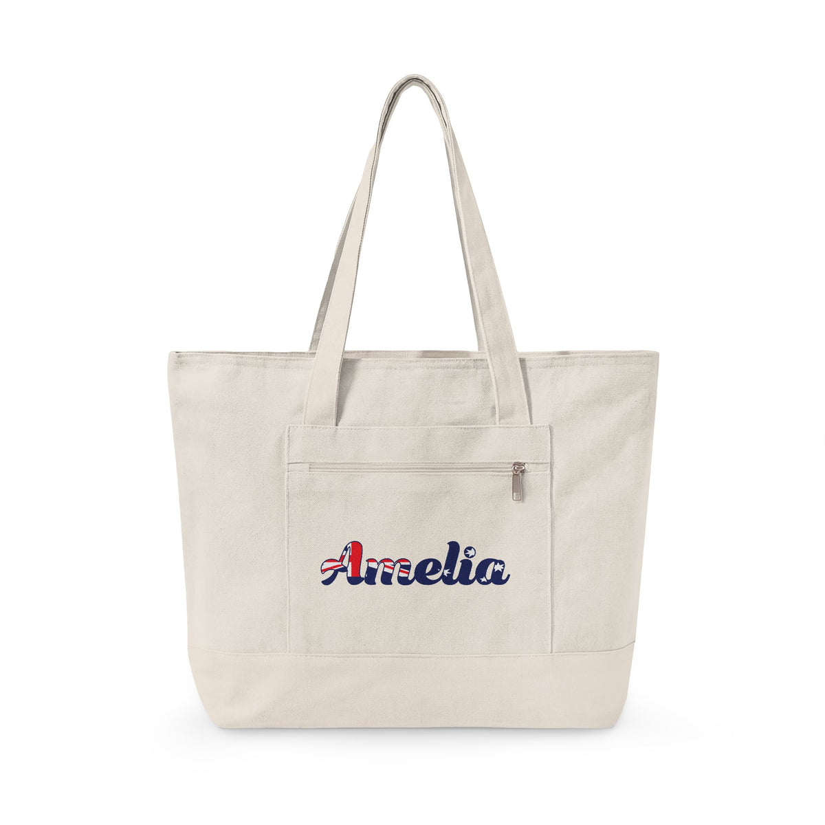 Personalized Your Name in Australian Flag Letters Canvas Tote Bag, Custom Australia Flag Zippered Tote, Australian Heritage Gift