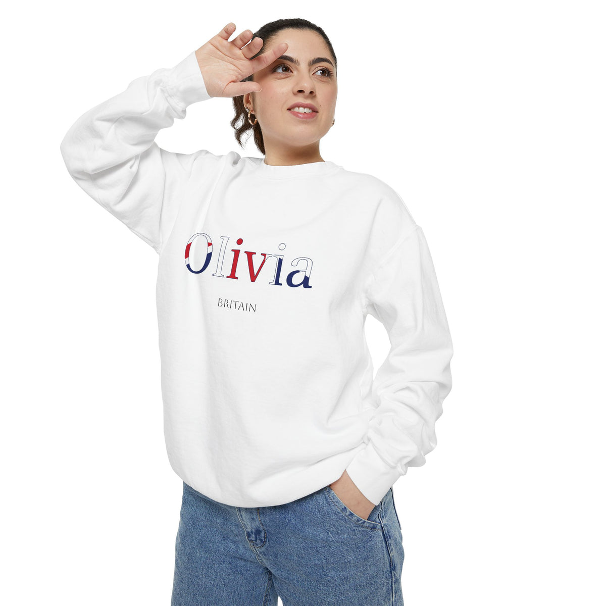 Personalized UK Flag Name Sweatshirt, Custom British Heritage Crewneck, Garment Dyed Cotton Sweatshirt, Union Jack Gift
