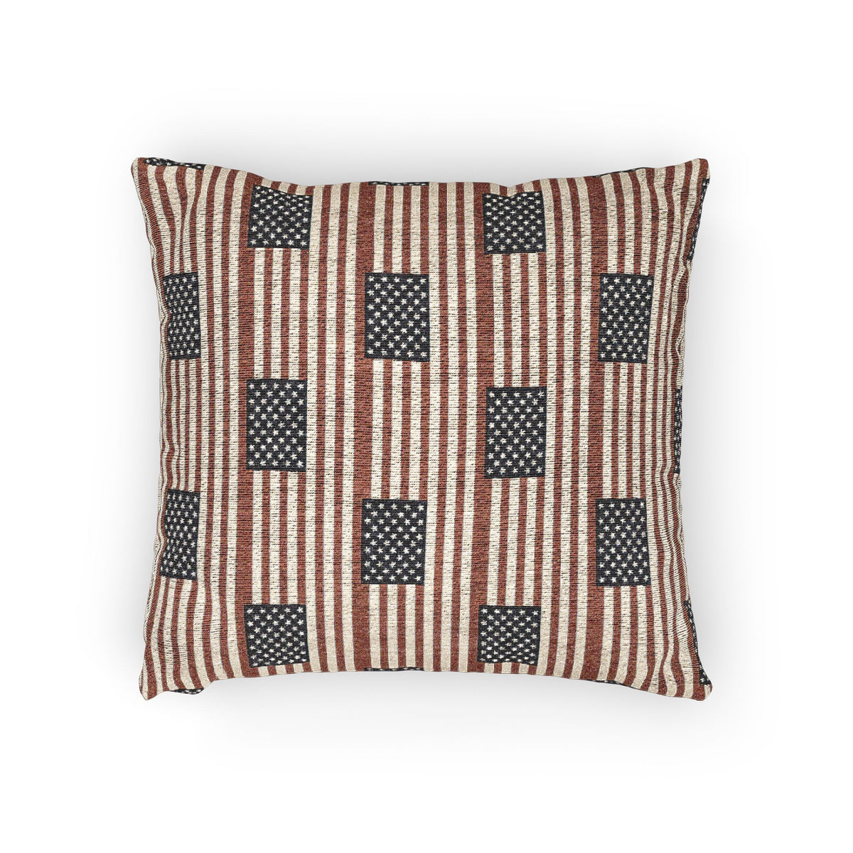 American Flag Stripe Woven Pillow | Patriotic Cabin Decor - Proud & Loyal