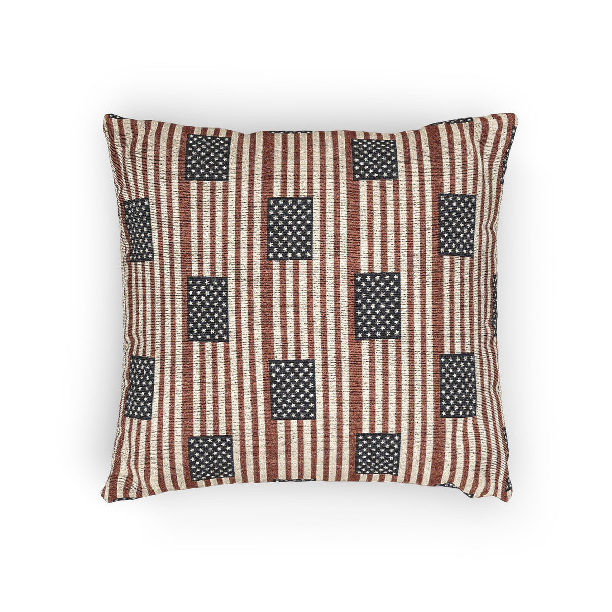 American Flag Stripe Woven Pillow | Patriotic Cabin Decor - Proud & Loyal