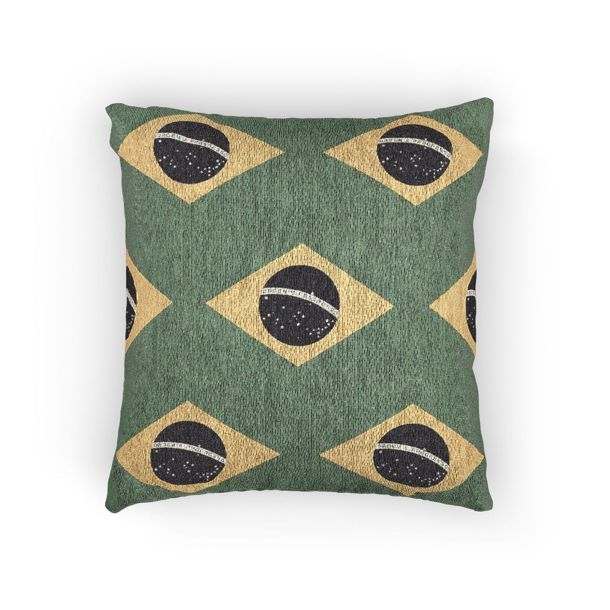 Brazil Flag Pattern Woven Pillow | Brazilian Flag Green Yellow Throw Cushion - Proud & Loyal