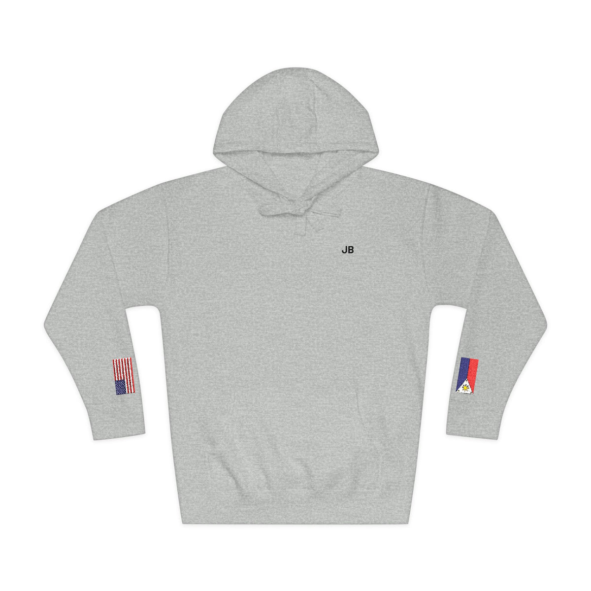 Filipino American Flag Fleece Hoodie | Philippines USA Dual Heritage Gift | Personalized Initials | Embroidered Sleeve Flags - Proud & Loyal