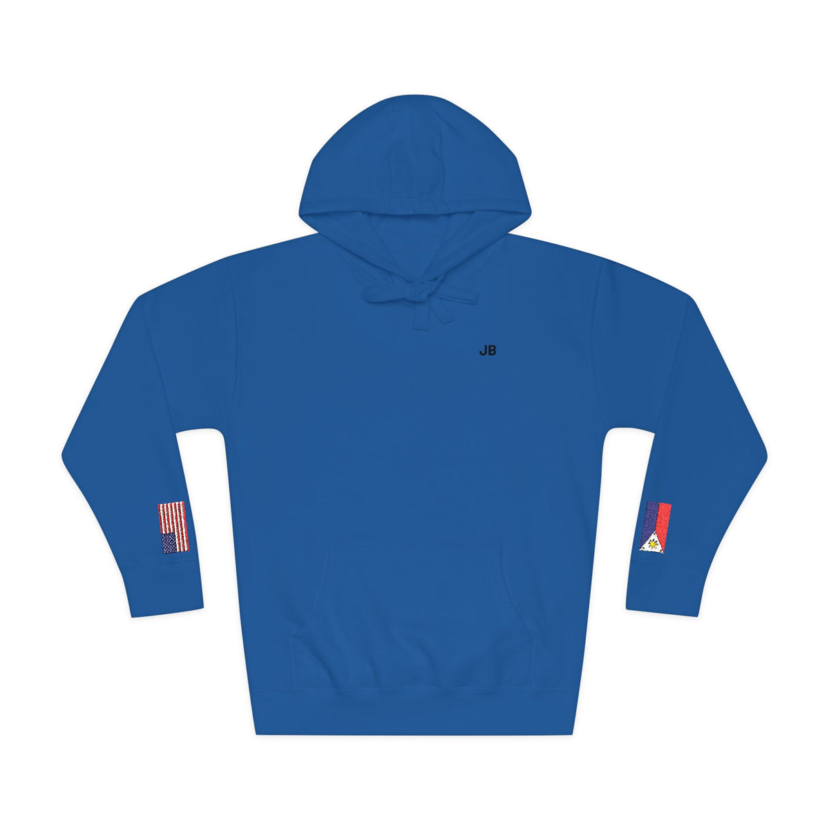 Filipino American Flag Fleece Hoodie | Philippines USA Dual Heritage Gift | Personalized Initials | Embroidered Sleeve Flags - Proud & Loyal