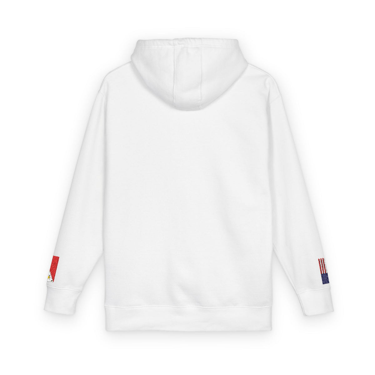 Filipino American Flag Fleece Hoodie | Philippines USA Dual Heritage Gift | Personalized Initials | Embroidered Sleeve Flags - Proud & Loyal