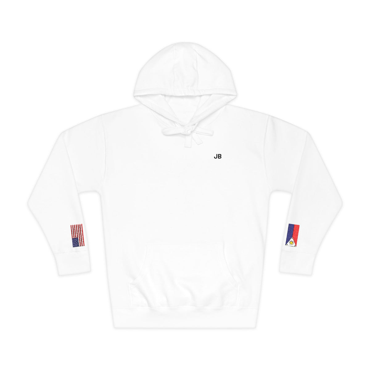 Filipino American Flag Fleece Hoodie | Philippines USA Dual Heritage Gift | Personalized Initials | Embroidered Sleeve Flags - Proud & Loyal