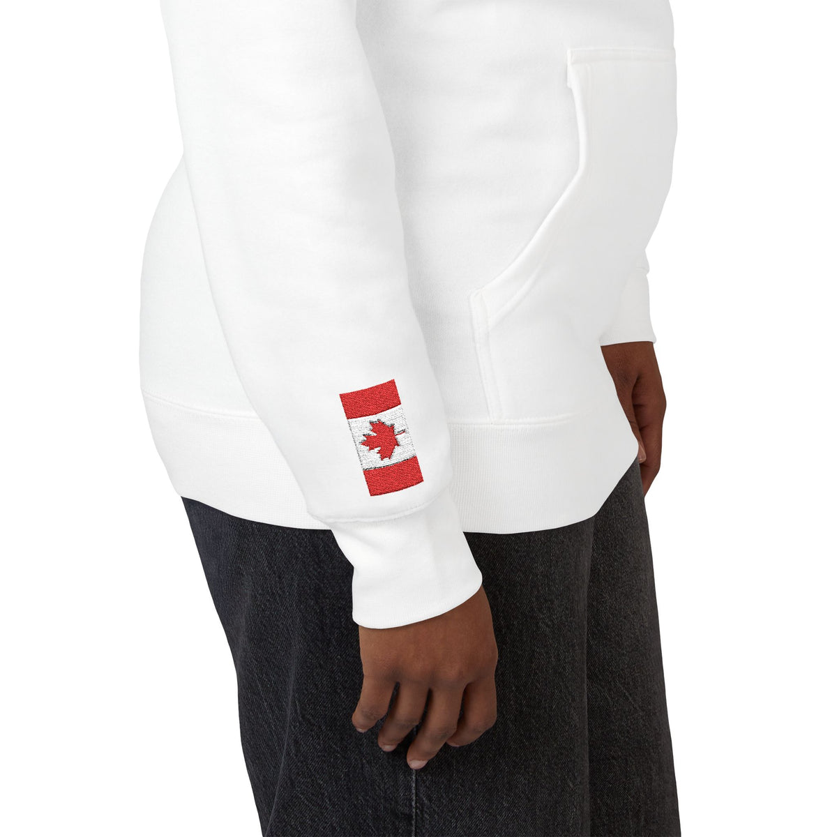 Filipino Canadian Flag Fleece Hoodie | Philippines Canada Dual Heritage Gift | Personalized Initials | Embroidered Sleeve Flags - Proud & Loyal
