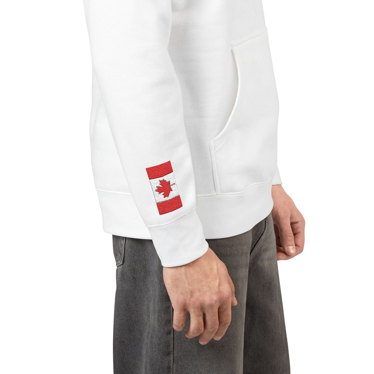 Filipino Canadian Flag Fleece Hoodie | Philippines Canada Dual Heritage Gift | Personalized Initials | Embroidered Sleeve Flags - Proud & Loyal