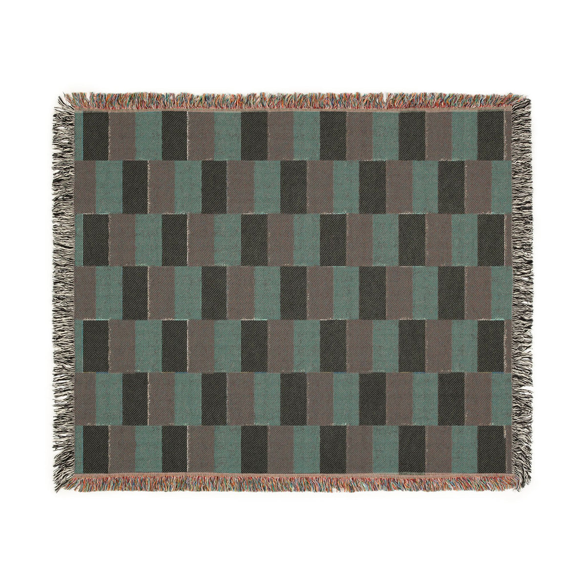 France Flag Checkered Stripe Woven Blanket | Geometric Throw, Navy Rust Cream - Proud & Loyal